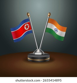 A tabela Coreia do Norte e Índia sinaliza a relação com o plano de fundo gradiente. Ilustração de vetor