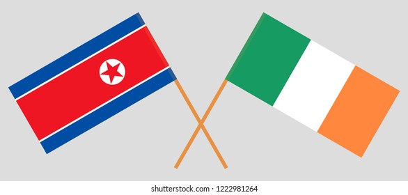 North Korea and Ireland. The Korean and Irish flags. Official colors. Correct proportion. Vector illustration