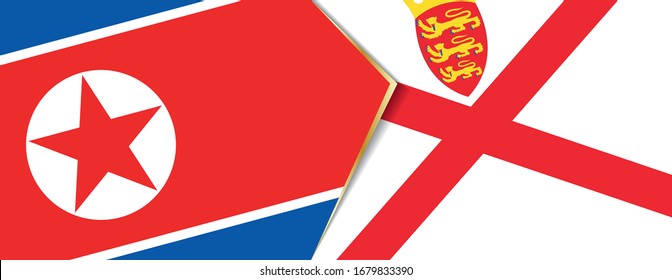 Nordkorea und Jersey sind Flaggen, zwei Vektorillustrationen Flaggen Symbol für Beziehung oder Konfrontation.