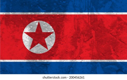 North Korea, North Korean Flag on concrete textured background