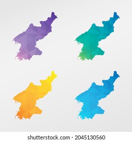 North Korea Low Poly Map Clip Art Design. Geometric Polygon Graphic National Icon. Vector Illustration Symbol.