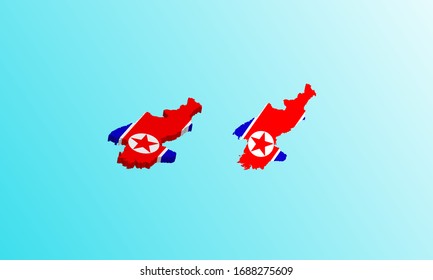 Nordkorea kartiert 3D-Icon Vektorillustration Illustration.