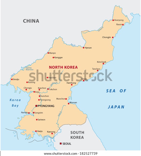 North Korea Map Stock Vector (Royalty Free) 182527739