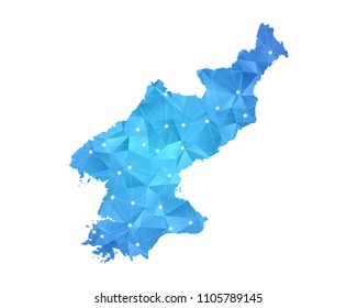 North Korea Map - Abstract geometric rumpled triangular low poly style gradient graphic on white background , line dots polygonal design for your . Vector illustration eps 10.