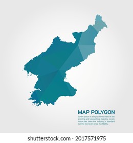 Mapa de Corea del Norte Resumen Gradiente geométrico triangular de bajo nivel de polo sobre fondo blanco