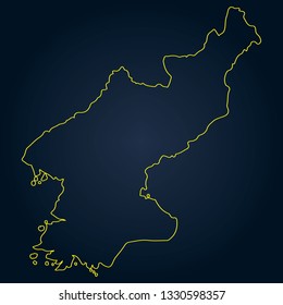 North Korea map. Abstract High Detailed Map on Dark Blue Gradient Background. Vector illustration.