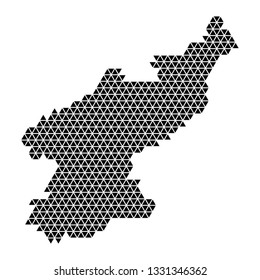 North Korea map abstract schematic from black triangles repeating pattern geometric background with nodes. Vector illustration.