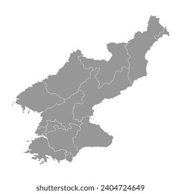 North Korea map with administrative divisions. Vector illustration.