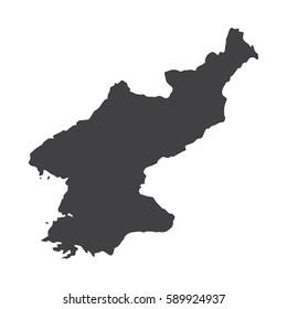 North Korea map in black on a white background. Vector illustration