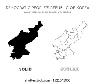 North Korea map. Blank vector map of the country with regions. Borders of North Korea for your infographic. Vector illustration.