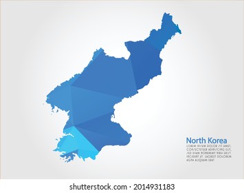 North Korea map blue Color on white background polygonal