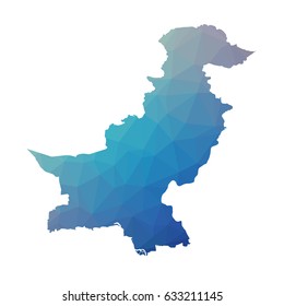 North Korea map - blue geometric rumpled triangular low poly style gradient graphic background , polygonal design for your . Vector illustration eps 10.