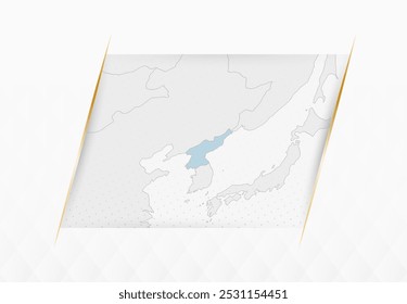 Mapa da Coreia do Norte em azul com detalhes dourados. Mapa vetorial moderno da Coreia do Norte. Ilustração de vetor.