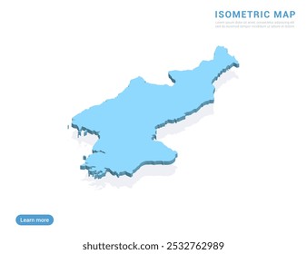 Mapa da Coreia do Norte azul sobre fundo branco com vetor isométrico.