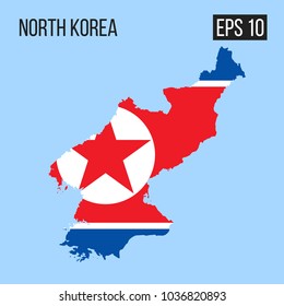 North Korea map border with flag vector EPS10