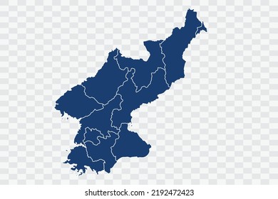 North Korea Map dark blue Color on White Background quality files Color (043B72) png