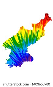 North Korea - map is designed rainbow abstract colorful pattern, Democratic Peoples Republic of Korea (DPRK, DPR) map made of color explosion,