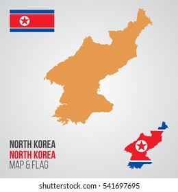  North Korea Map and Flag