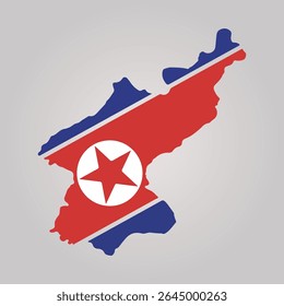 Bandera de mapa de Corea del Norte sobre fondo blanco Ilustración vectorial 