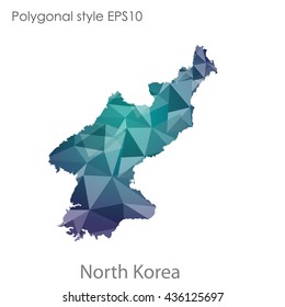 North Korea map in geometric polygonal style.Abstract gems triangle,modern design background. Vector illustration EPS10