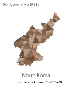 North Korea map in geometric polygonal style.Abstract gems triangle,modern design background. Vector illustration EPS10