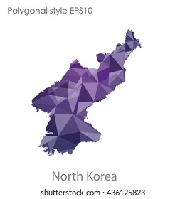 North Korea map in geometric polygonal style.Abstract gems triangle,modern design background. Vector illustration EPS10