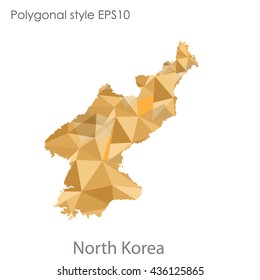 North Korea map in geometric polygonal style.Abstract gems triangle,modern design background. Vector illustration EPS10