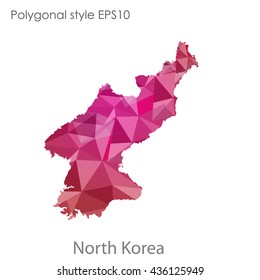 North Korea map in geometric polygonal style.Abstract gems triangle,modern design background. Vector illustration EPS10