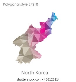 North Korea map in geometric polygonal style.Abstract gems triangle,modern design background. Vector illustration EPS10