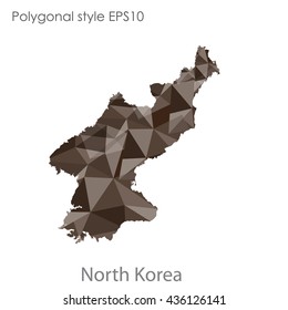 North Korea map in geometric polygonal style.Abstract gems triangle,modern design background. Vector illustration EPS10