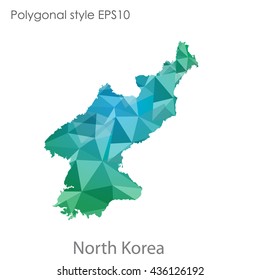 North Korea map in geometric polygonal style.Abstract gems triangle,modern design background. Vector illustration EPS10