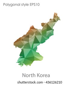 North Korea map in geometric polygonal style.Abstract gems triangle,modern design background. Vector illustration EPS10