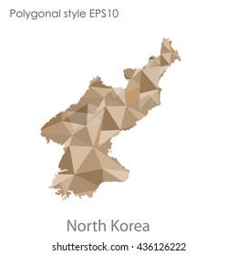 North Korea map in geometric polygonal style.Abstract gems triangle,modern design background. Vector illustration EPS10