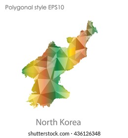North Korea map in geometric polygonal style.Abstract gems triangle,modern design background. Vector illustration EPS10