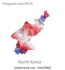 North Korea map in geometric polygonal style.Abstract gems triangle,modern design background. Vector illustration EPS10