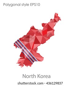 North Korea map in geometric polygonal style.Abstract gems triangle,modern design background. Vector illustration EPS10