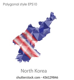 North Korea map in geometric polygonal style.Abstract gems triangle,modern design background. Vector illustration EPS10