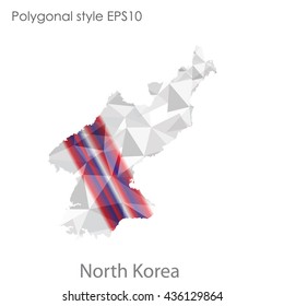 North Korea map in geometric polygonal style.Abstract gems triangle,modern design background. Vector illustration EPS10