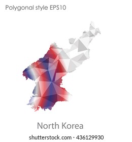 North Korea map in geometric polygonal style.Abstract gems triangle,modern design background. Vector illustration EPS10