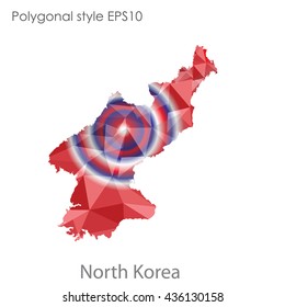 North Korea map in geometric polygonal style.Abstract gems triangle,modern design background. Vector illustration EPS10