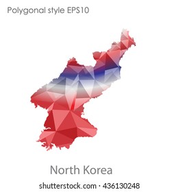 North Korea map in geometric polygonal style.Abstract gems triangle,modern design background. Vector illustration EPS10
