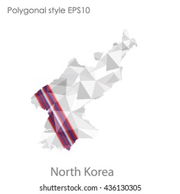 North Korea map in geometric polygonal style.Abstract gems triangle,modern design background. Vector illustration EPS10