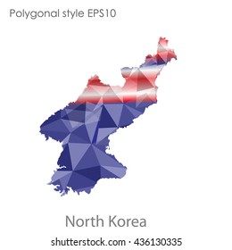 North Korea map in geometric polygonal style.Abstract gems triangle,modern design background. Vector illustration EPS10