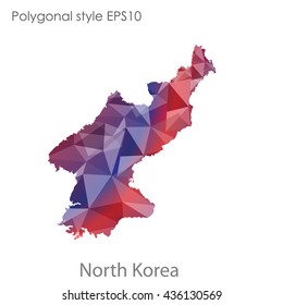 North Korea map in geometric polygonal style.Abstract gems triangle,modern design background. Vector illustration EPS10