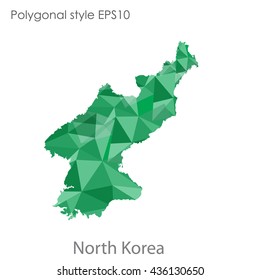 North Korea map in geometric polygonal style.Abstract gems triangle,modern design background. Vector illustration EPS10