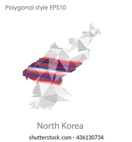 North Korea map in geometric polygonal style.Abstract gems triangle,modern design background. Vector illustration EPS10