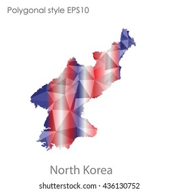 North Korea map in geometric polygonal style.Abstract gems triangle,modern design background. Vector illustration EPS10