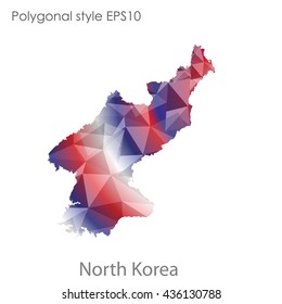 North Korea map in geometric polygonal style.Abstract gems triangle,modern design background. Vector illustration EPS10