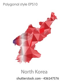 North Korea map in geometric polygonal style.Abstract gems triangle,modern design background. Vector illustration EPS10