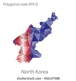 North Korea map in geometric polygonal style.Abstract gems triangle,modern design background. Vector illustration EPS10